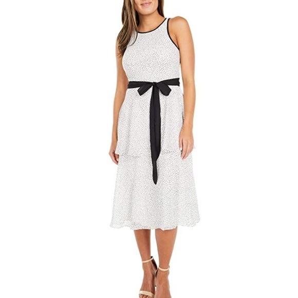 Adrianna Papell polka dot multi layer midi dress New - Picture 1 of 4